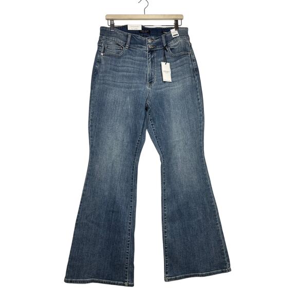 Judy Blue Denim - Judy Blue Sz 14W High Waist Flare Jeans Tall Double Button Tinted Blue Denim